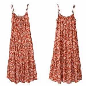 Faherty Women's Silk Blend Sun Chaser Maxi Dress Ginger Floral Size XS
